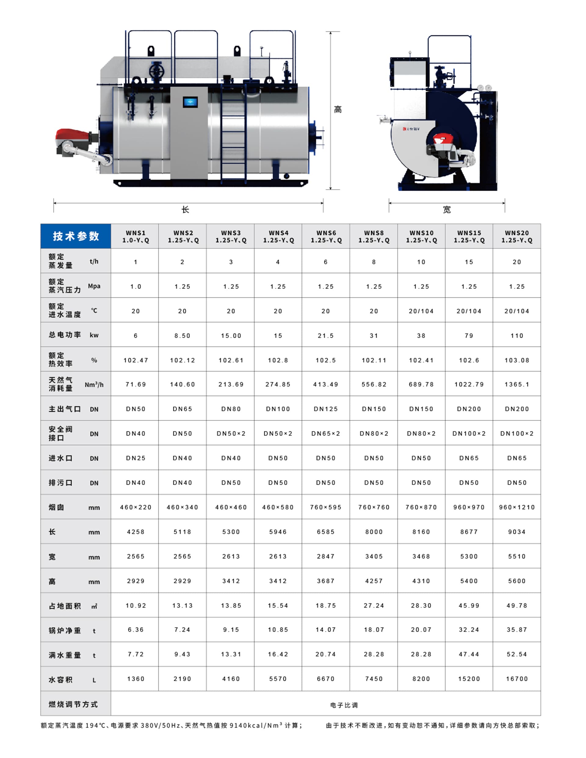 WNS超低氮燃?xì)庹羝仩t型號參數(shù)